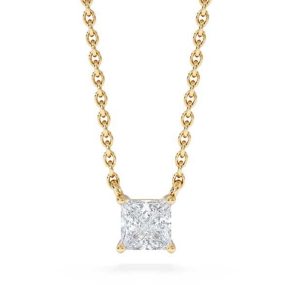 Wanderlust Floating Princess Cut Lab Diamond Solitaire Necklace 0.33ct H/SI in 18K Gold Vermeil